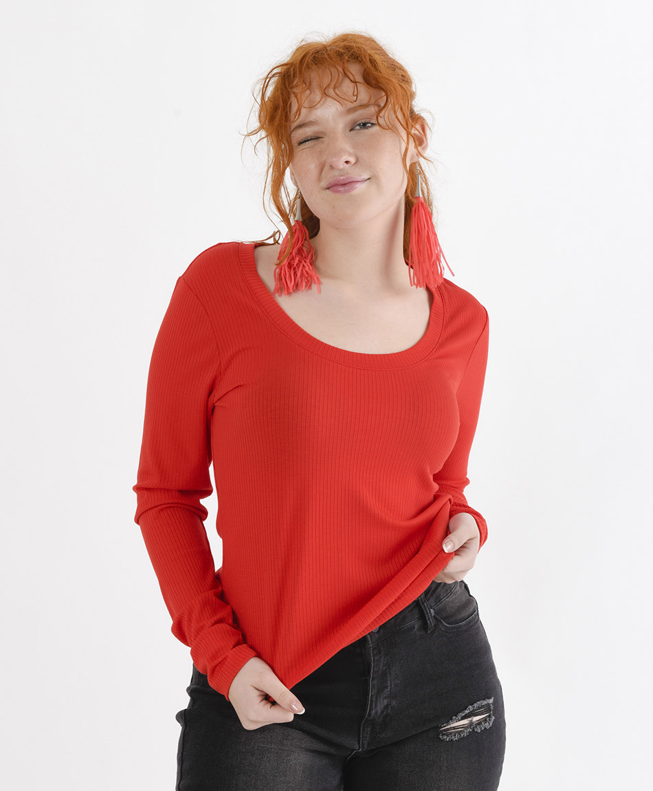 Polera Mujer Acanalada Tricot