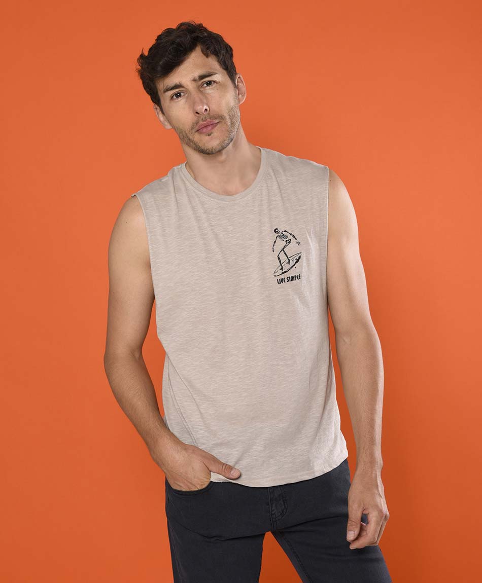 Polera sin mangas cuello redondo TRICOT