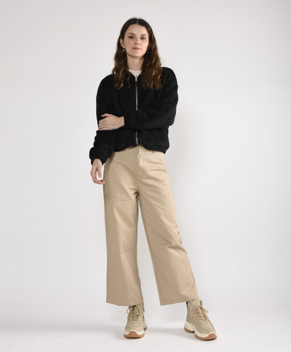 Pantalón mujer lino plisado wide - TRICOT