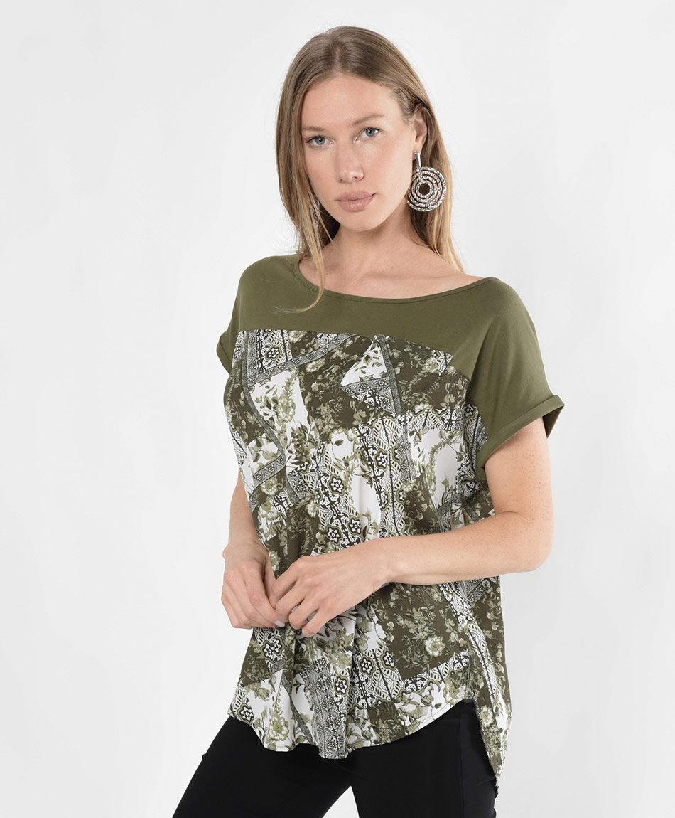 Polera mujer mix estampada TRICOT